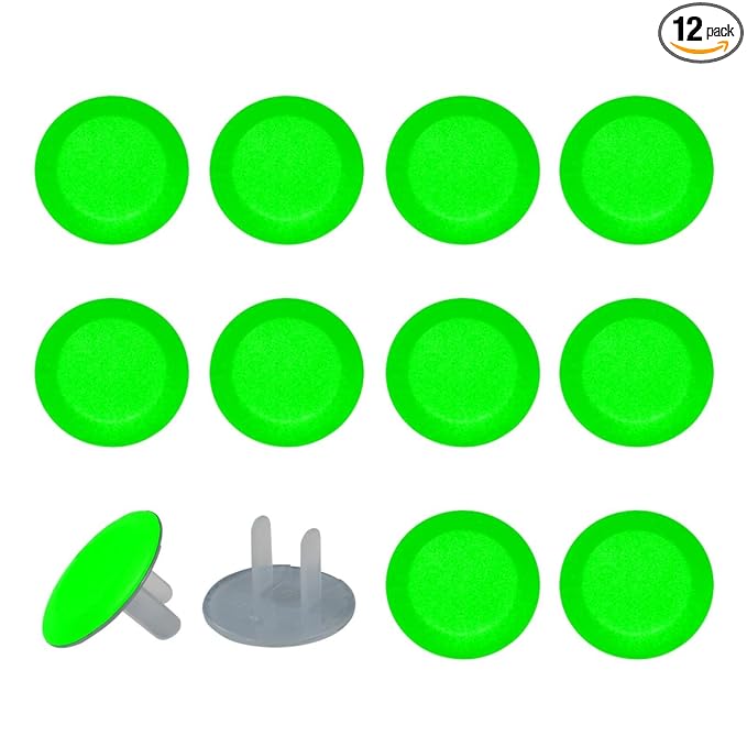 Outlet Covers (12/24 Pack)– Pure Green Pattern Outlet Plug Covers – Baby Safety Child Proof