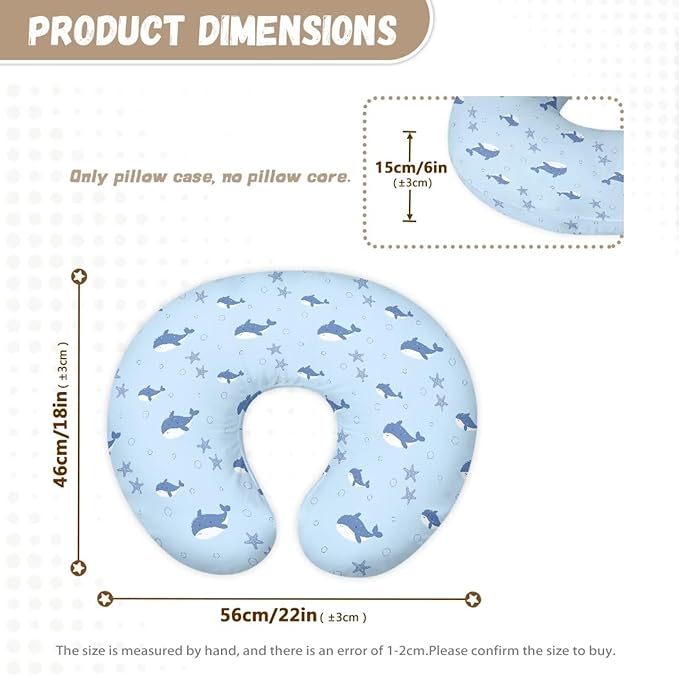 Blue Cute Shark Nursing Pillowcase Ultra Soft Comfortable Newborn Nursing Pillow Case Stain Resistant and Scratch Resistant