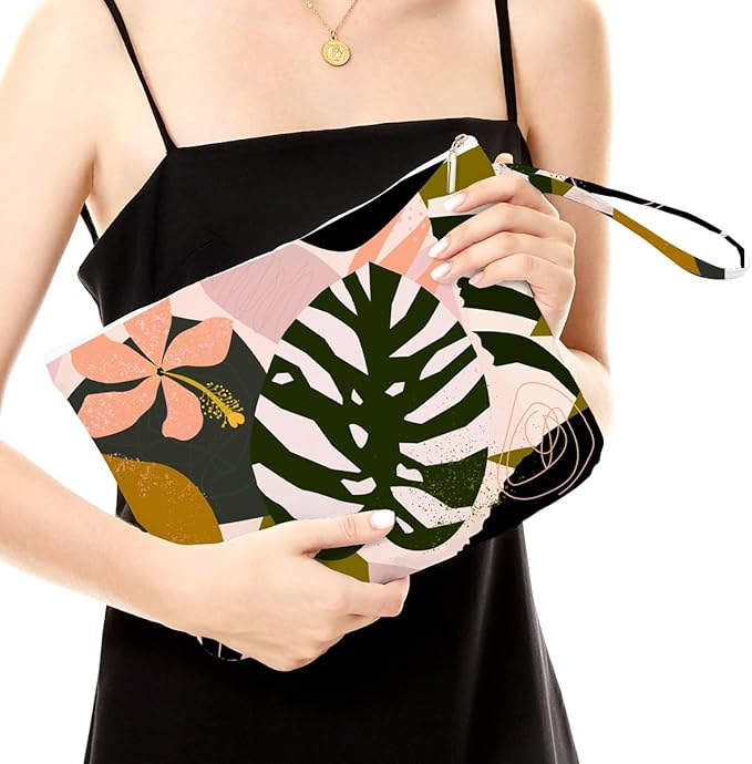 Fokongna Palm leaves Wet Bag Travel Wet Dry Bag Beach Bag Diaper Bag Wet Bag For Swimsuit Travel Makeup Bag Toiletry Bag