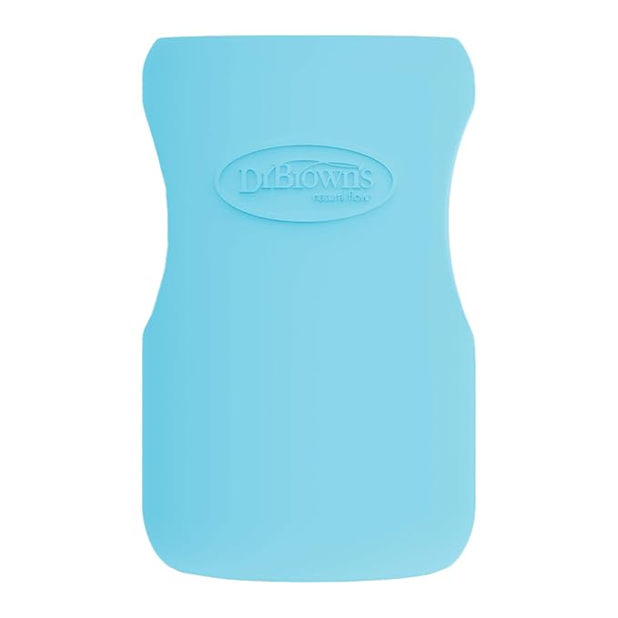 Dr. Brown's Silicone Sleeves for Options+ Glass Baby Bottles, Glow in The Dark and Blue, 9 oz, Wide-Neck, 2-Pack