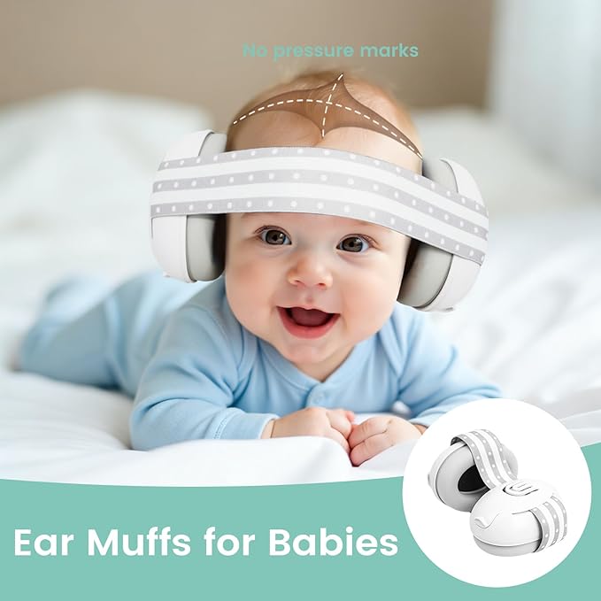 Baby Ear Muffs Noise Cancelling Headphones,Hearing Protection for Infant Newborn 0-36 Months,Adjustable Sound Proof Earmuffs for Travel Airplane Sleep,Baby Travel Essentials Must Haves