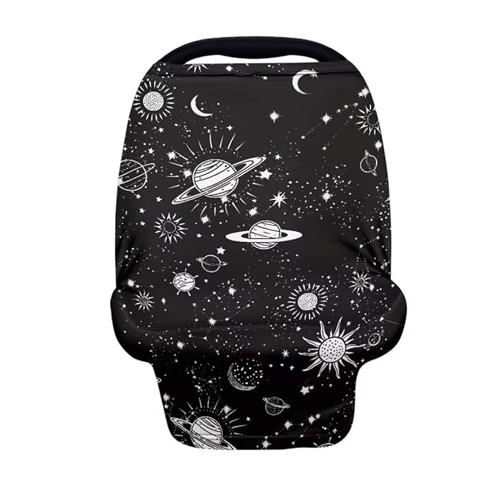 Coldinair Outer Space Planets Multifunctional Nursing Cover Multi Use Cover for Baby Car Seat Canopy Shopping Cart Cover,Stroller Cover