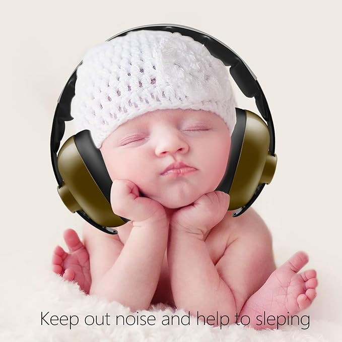 BBTKCARE Baby Headphones - Infant Ear Protection for Babies | Baby Earmuffs Noise Cancelling Headphones 3-36 Months - Army Green