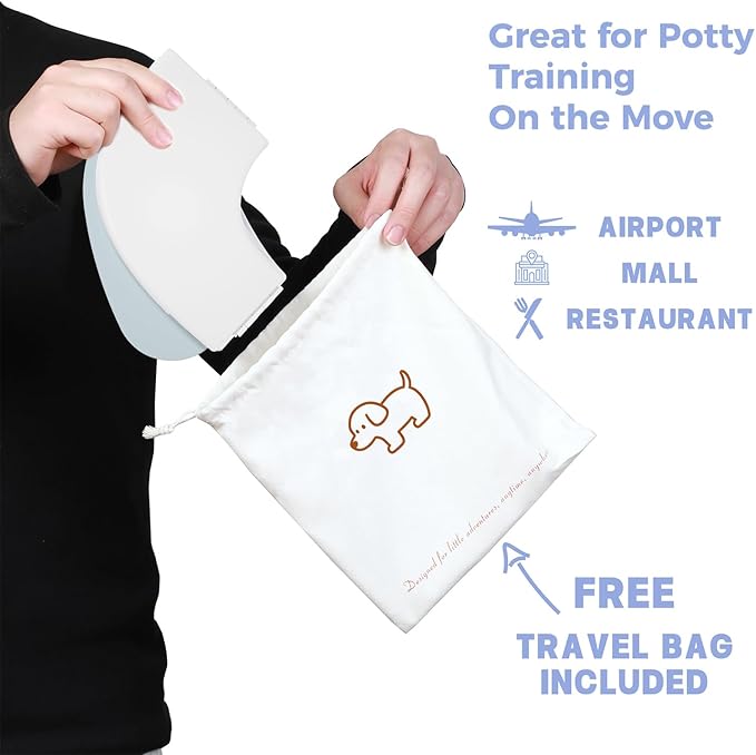 FOOYOO Foldable Toddler Toilet Seat | Portable Potty Training Seat for Travel & Home, Non-Slip, Fits Most Toilets, Easy to Clean, with Travel Bag (Blue)
