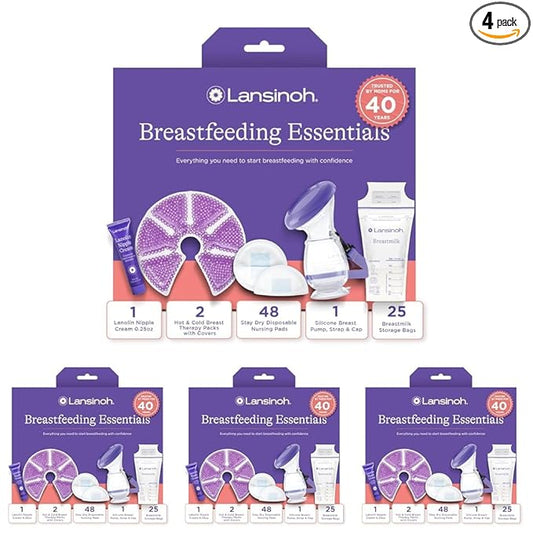 Lansinoh You’ve Got This Breastfeeding Essentials Kit for New Moms, 77-Piece Gift Set with Nursing Pads, Breastmilk Storage Bags, Nipple Cream, Hot & Cold Therapy Packs, and Silicone Breast Pump