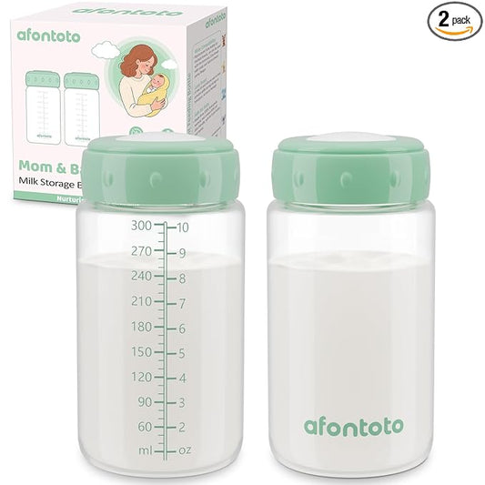 2PCS Breastmilk Storage Bottle, BPA Free Wide-Neck Spectra Bottles for Pumping, Storage Collection Baby Bottles for Fridge & Momcozy Breast Milk Cooler, Breastfeeding Bottle, 10 oz