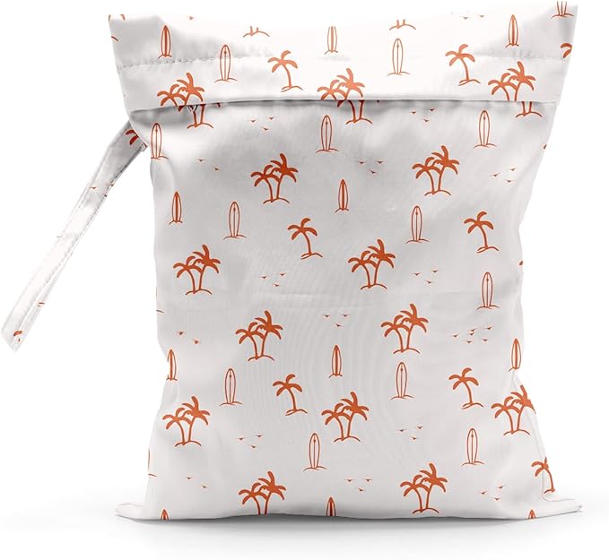 Waterproof Cloth Diaper Wet Dry Bag Reusable Travel Beach Pool Daycare Soiled Toddler Items Yoga Gym Bag for Swimsuits Wet Clothes Bags - Sailboat Coconut Tree Pattern