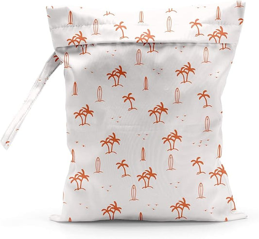 Waterproof Cloth Diaper Wet Dry Bag Reusable Travel Beach Pool Daycare Soiled Toddler Items Yoga Gym Bag for Swimsuits Wet Clothes Bags - Sailboat Coconut Tree Pattern
