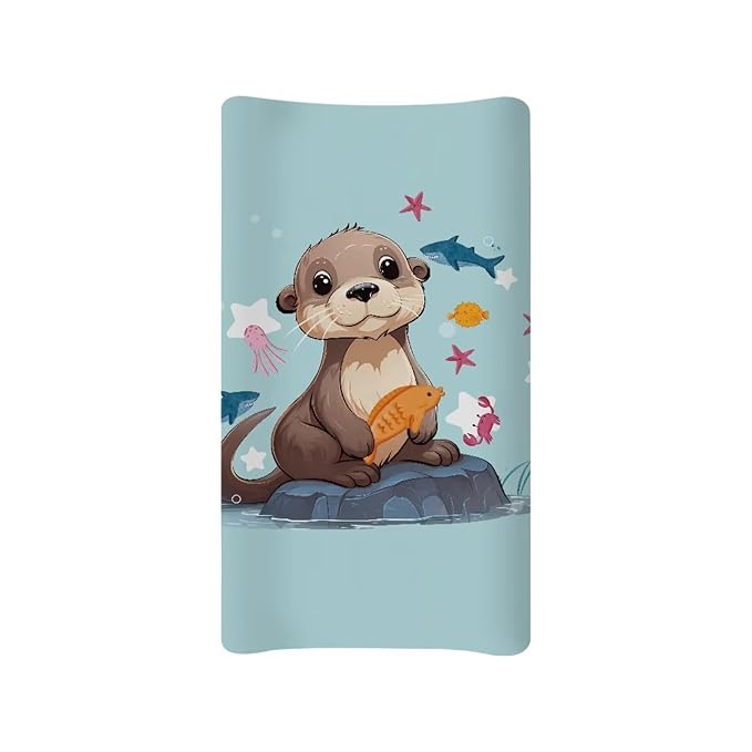 ZDCUSTOM Sea Otter Printing Changing Pad Cover Change Table Cover Sheets, Baby Changing Pad Covers, Changing Mat Cover Infant Newborn Changing Table Sheet