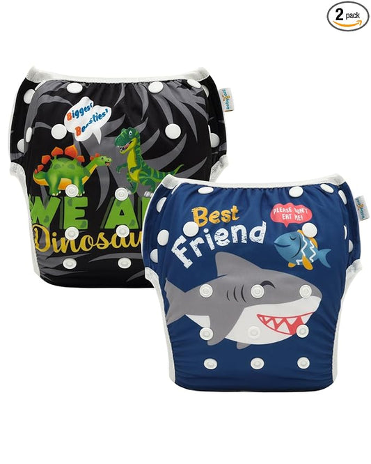 Babygoal Baby Swim Diapers 3 Pack for 8 Months-3 Years Infant and Toddler, Reusable Adjustable Washable for Swimming Lessons