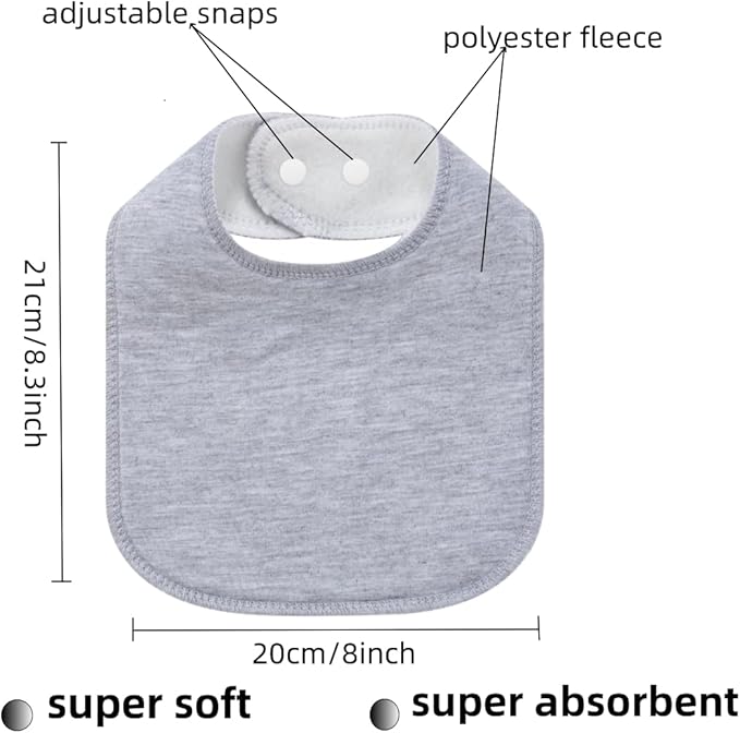 8 Pack Baby Bibs Unisex Adjustable with Snaps Ultra Soft Absorbent Drooling Teething for Boys and Girls