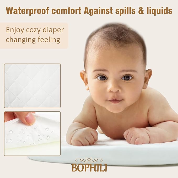 Baby Changing Basket Foldable Baby Changing Pad and Waterpoof Cover, Premium Handmade Cotton Rope Reinforced Moses Baskets Changing Table Topper, Built-in Security Strap (Warm Brown)