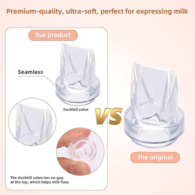 8pcs Replacement Parts for eufy Breast Pump, 4 Silicone Diaphragms & 4 Duckbill Valves Accessories Kit Compatible with eufy S1 Pro, S1, E10, E20 Wearable Breast Pump