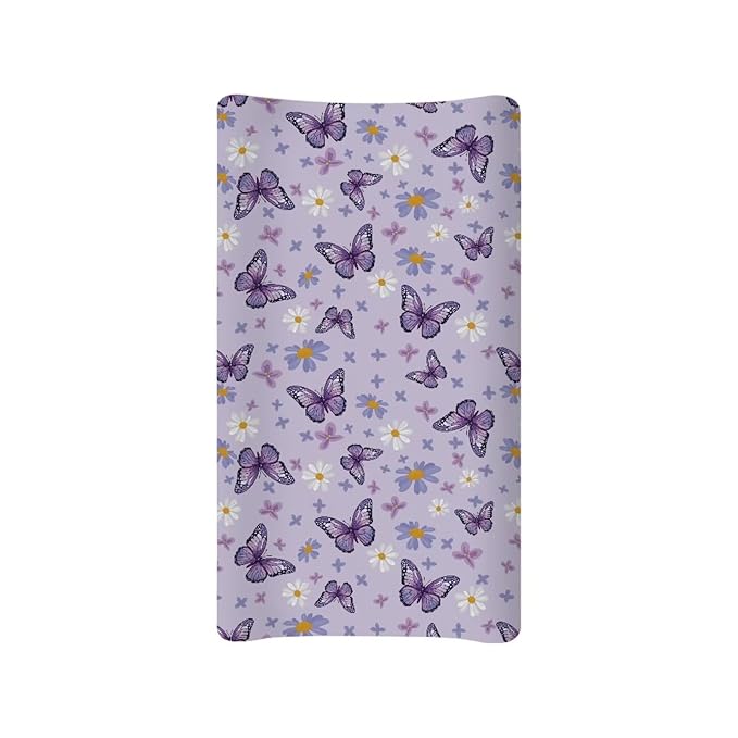 Butterfly Purple Changing Pad Cover for Baby Girls Boys Special Comfort Diaper Change Table Pad Covers Soft Breathable Changing Pad Sheets