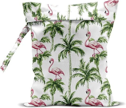 Wet Bag for Swimsuit, Beach Travel Essentials Wet Dry Bag, for Sunscreen Toiletry Dirty Clothes Yoga Gym Diaper, Friends Summer Beach Vacation Gifts. Beach with palm trees