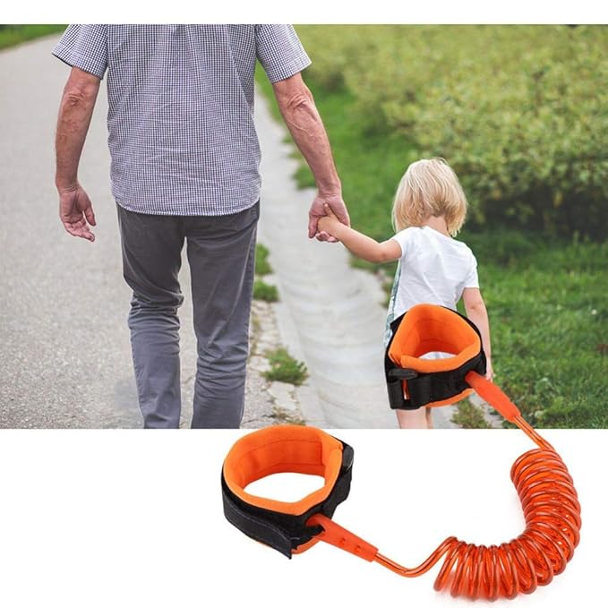 Anti Lost Wrist Link, Kids Anti lost Rope Elastic Adult Children Wristband Safety Link Walking Harness Rope for Toddlers Babies(Orange)