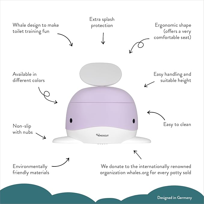 Kindsgut Whale Potty Training Toilet – Ergonomic Toddler Potty for Boys & Girls, Designed in Germany, Non-Slip & Easy Clean, Lilac