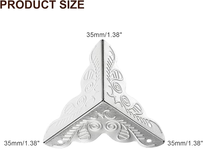 uxcell 12 Pcs Box Edge Guard, 35mm Decorative Box Corner Cover, Corner Protector, Vintage Stair Dust Corners with Screws, Silver