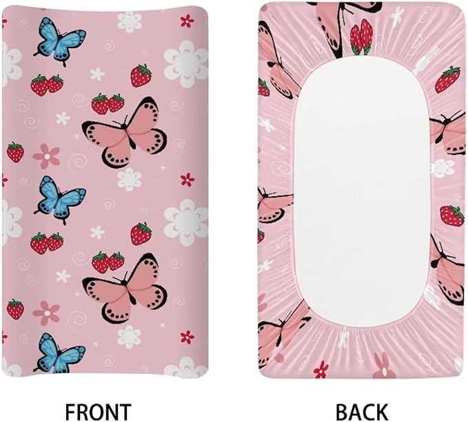 Butterfly Floral Changing Pad Cover Waterproof Soft Universal Tray Table Mat Durable Breathable Nursery Pad Change Cover Stretchy Changing Table Cover Infant