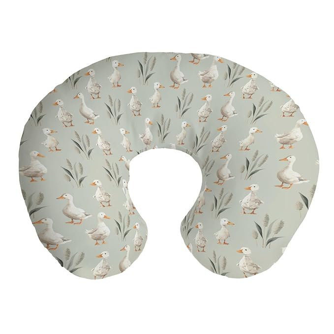 Vintage Duck Reeds Nursing Pillow Covers Watercolor Ducks Leaves Lake Nursing Cover for Breastfeeding Pillows Farm Animal Infant Nursing Slipcover for Baby Boys Girls Newborn