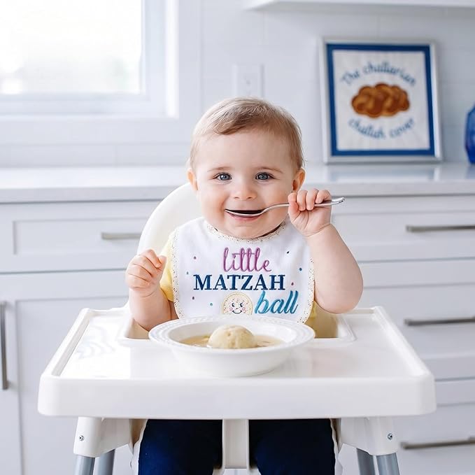 Rite Lite Little Matzah Ball Embroidered Baby Bib Cute Jewish Baby Bib for Newborns Infants Toddlers Judaica Baby Gift Kosher Food Theme Baby Shower