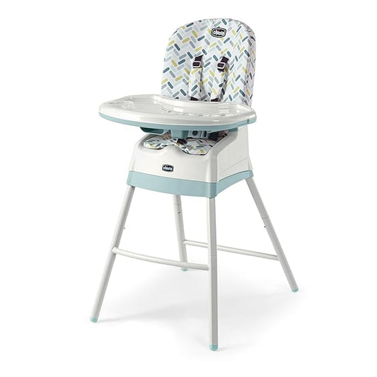 Chicco Stack 1-2-3 Multi-Use Convertible High Chair for Babies and Toddlers, 5-Point Harness and 3-Position Recline, Easy-Clean Baby High Chair Booster Stool Combo | Cadiz/Blue