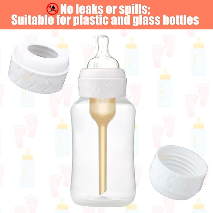 2pcs Replacement Bottle Nipple Ring Collars, Compatible with Dr. Brown's Narrow Plastic & Glass Bottles 4oz & 8oz No Leak or Spills Bottle Nipple Collars Rings Feeding Baby Accessories