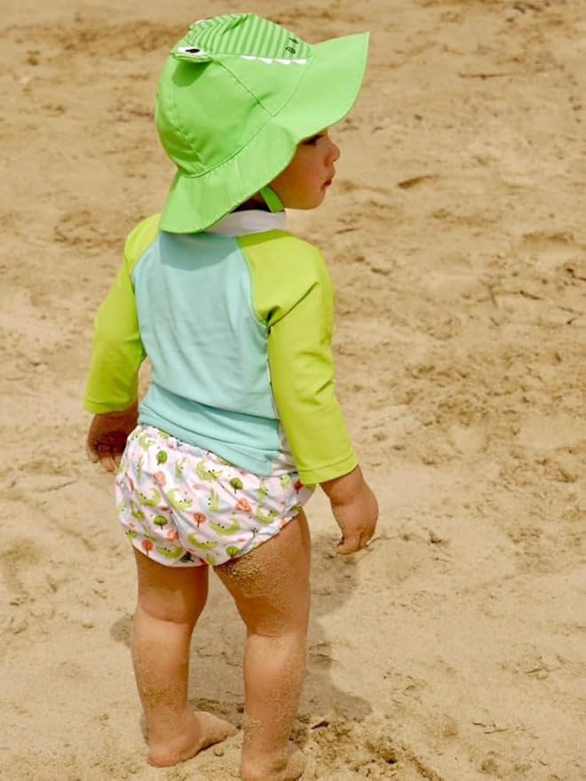 ZOOCCHINI Baby & Toddler Sun Hat & Reusable Swim Diaper Set, UPF 50+ Protection, Chlorine and Salt Water Resistant for Beach and Pool