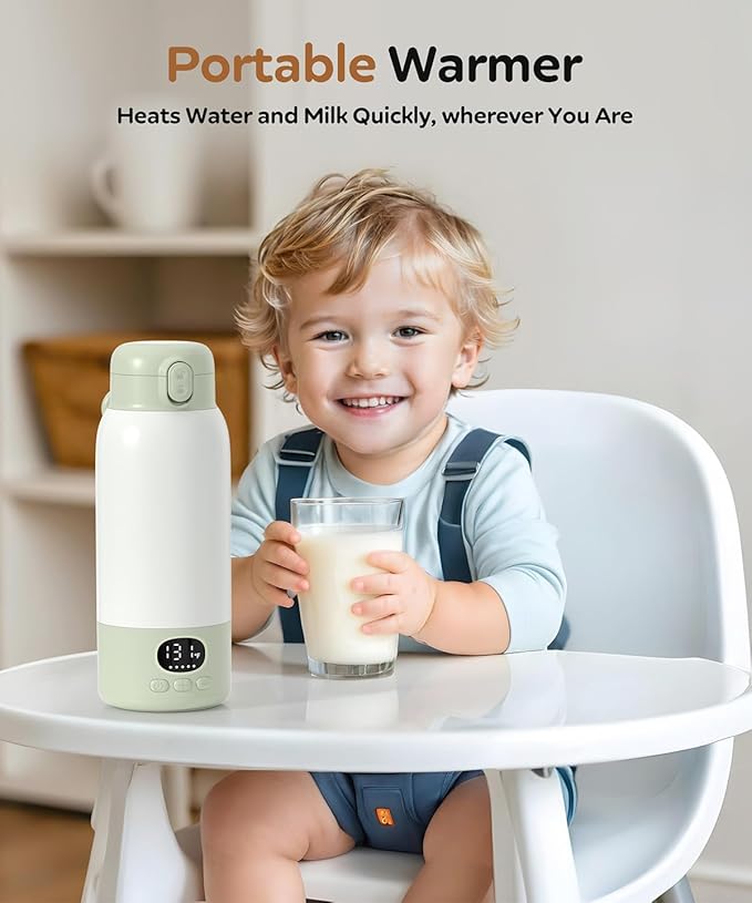 SORUTO Portable Bottle Warmer for Travel - Fast Heating Milk Warmer for Breastmilk or Water, 17oz Large Capacity, Precise Temperature Control, Water Warmer for Car, Travel, Outdoor
