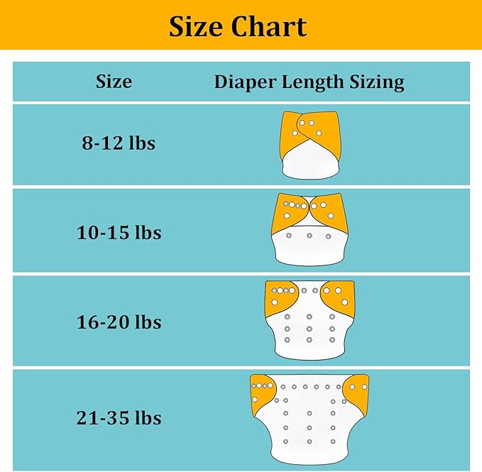 babygoal Reusable Cloth Diaper with Insert for Baby Boys and Girls 8-35lbs, Adjustable and Washable Nappy