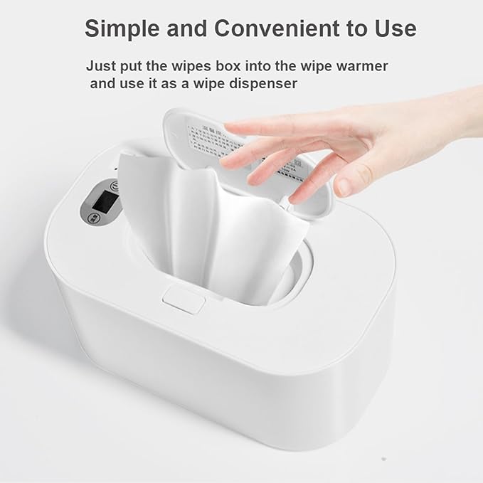 Cocoarm Baby Wipe Warmer Baby Wipe Heater Even Heating Wet Wipes Warmer and Dispenser USB Powered Wipe Warmer for Babies, Holding 80pcs Wipes (Adjustable Temperature)