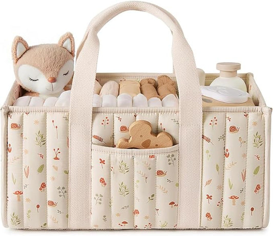 Diaper Caddy Organizer,Cute Floral Nursery Storage Basket,Soft Portable Changing Table Car Caddy Organizer Gift (Floral I)