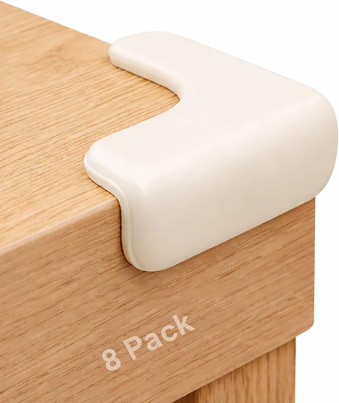 Corner Protector for Baby, 8 Pack EVA Foam Baby Proofing Corner Guards, Soft L-Shaped Furniture Edge Protectors for Tables and Sharp Corners, Tear-Resistant Updated Design, White
