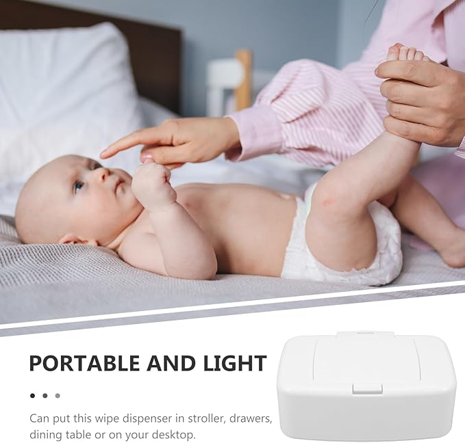 Ipetboom Baby Wipes Dispenser Refillable Wet Tissue Holder with Nonslip Base and Dust Cover Portable Wipe Storage Box for Nursery Kitchen Bathroom 6.69X4.13X2.36In