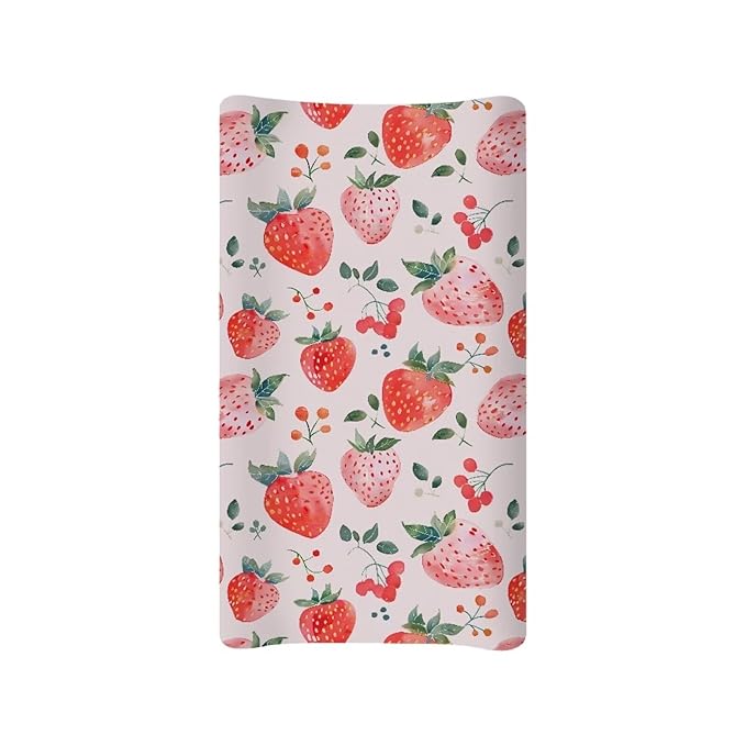 Strawberry Diaper Changing Pad Cover for Boy Girl 32"x16" Soft & Breathable Changing Pad Cover Wipeable Baby Change Table Mat Comfy Bassinet Cradle Mattress Sheets