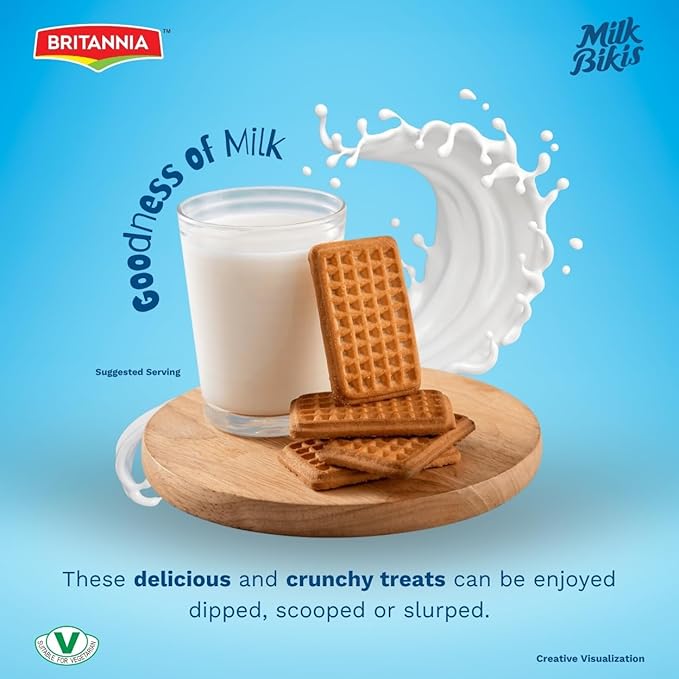 Britannia Milk Bikis Biscuits 19.04oz (540g) | Crunchy Milk Biscuits – Kids’ Favorite Snack for Breakfast & Tea Time