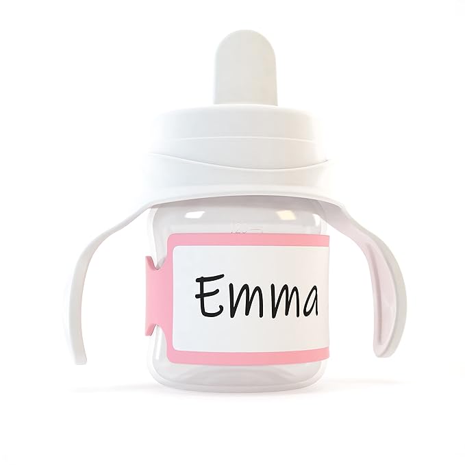 Pumpkin Doodle Permanent Write-on Labels for Bottles/Sippy Cups/Food Containers 6pcs (Pink)