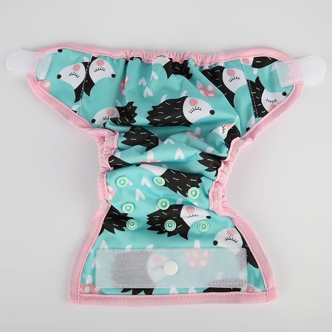 Newborn Baby Cloth Diaper Cover Nappy Hook and Loop (Hedgehogs)