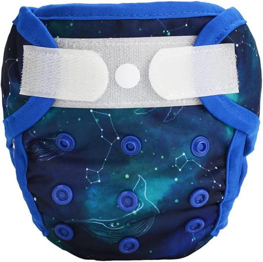 Newborn Baby Cloth Diaper Cover Nappy Hook and Loop (Stars Whales)