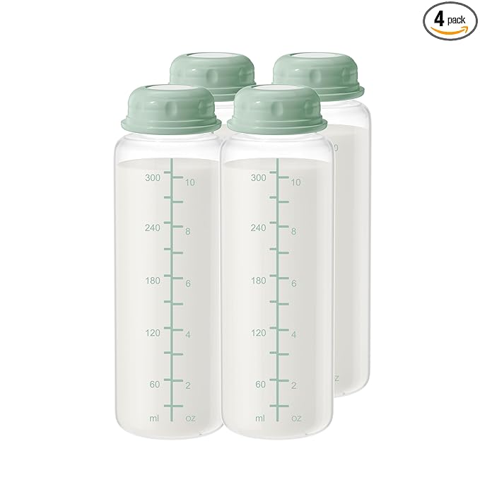 11oz Breastmilk Storage Bottles, Compatible with Momcozy Milk Cooler 12oz, Narrow Neck Baby Bottles, BPA-Free & Leakproof, Must-Have Breastfeeding Essentials, 4PCS