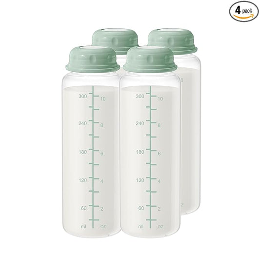 11oz Breastmilk Storage Bottles, Compatible with Momcozy Milk Cooler 12oz, Narrow Neck Baby Bottles, BPA-Free & Leakproof, Must-Have Breastfeeding Essentials, 4PCS
