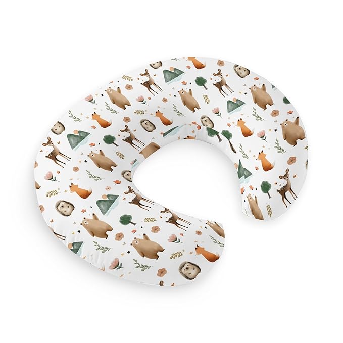 HawSkgFub Boho Animal Nursing Pillow Cover for Baby Boys Girls, Forest Bear Deer Fox Owl Breastfeeding Pillow Slipcover, Nursing Pillowcase for Newborn Infant, Cover Only