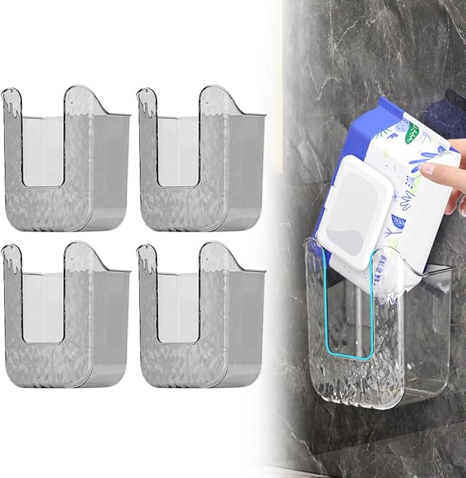 Kitchen Wipes Storage Box, Wall Mounted Paper Towel Box, Wall Mounteds Wet Wipes Holder Dispenser, Wall Mounted Paper Towel Box Bracket (Gray,4pcs)