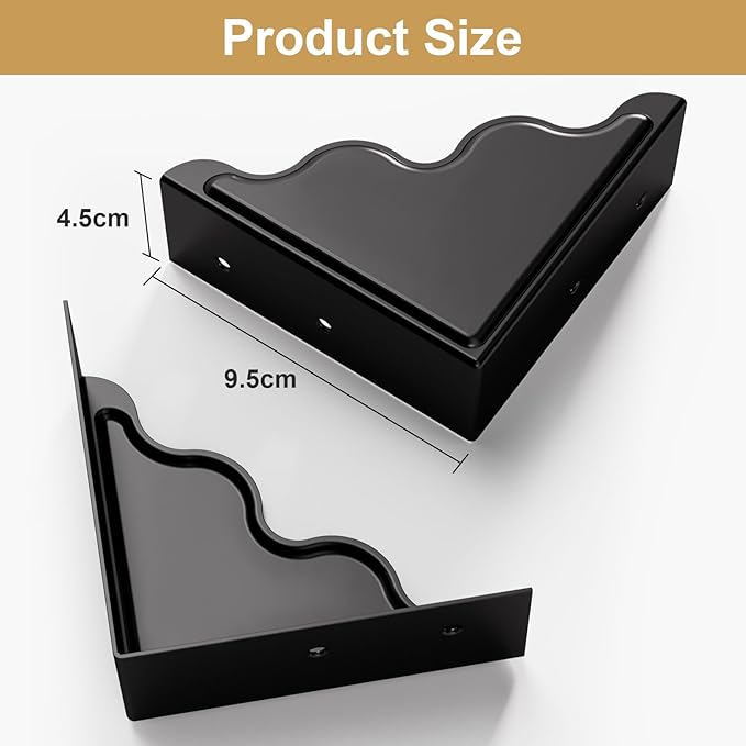 Table Metal Corner Protector, Minimalist-Style Decorative Desk Edge Safety Guard, Cabinet Furniture Edge Corner Guards, Boxes Bumpers Protectors for Preventing Damage and Decoration (4 Pcs, Black)