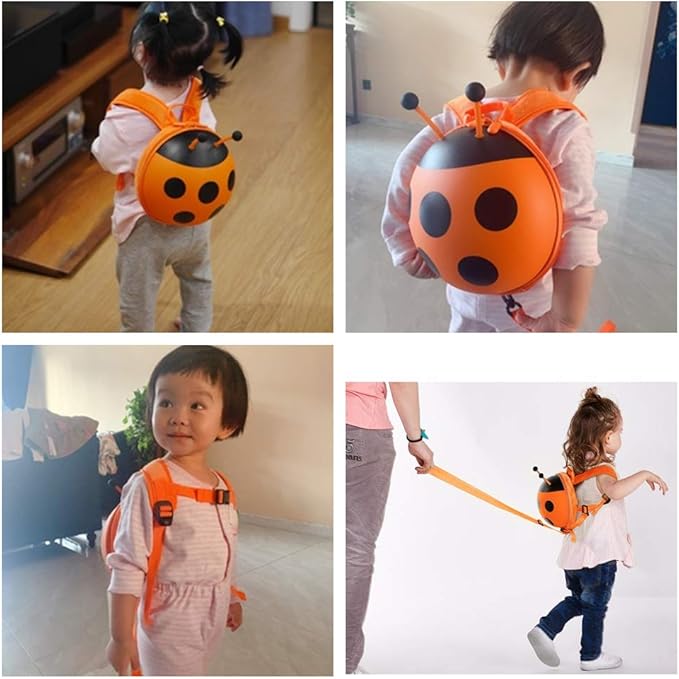 Happykids Toddler Mini Backpack with Removable Safety Leash,Baby Anti-lost Ladybug Bag,Travel