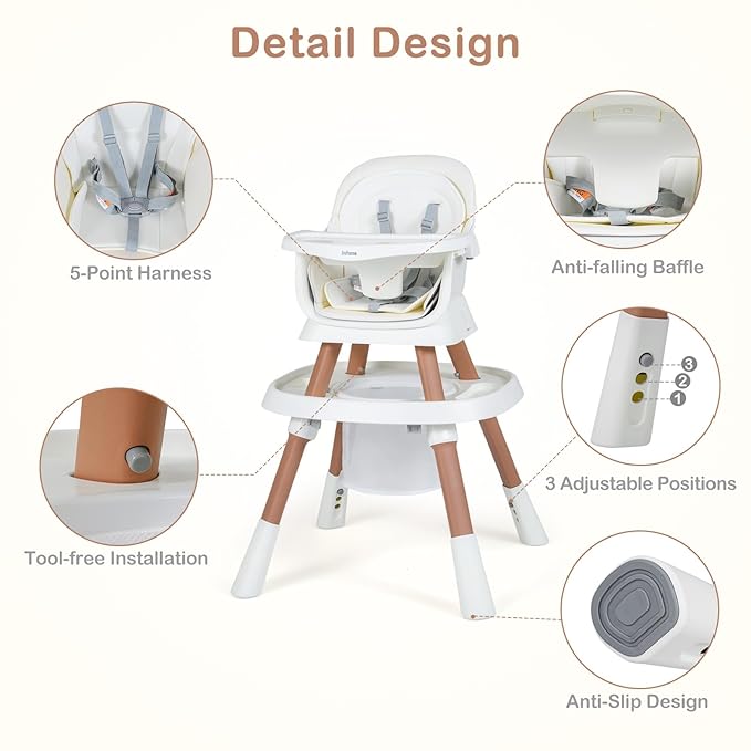 INFANS 9 in 1 High Chair, Convertible Baby Highchair for Babies and Toddlers, Table and Chair Set Building Block Infant Dining Booster Seat, Kids Stool with Activity Children Play Kitchen (Beige)