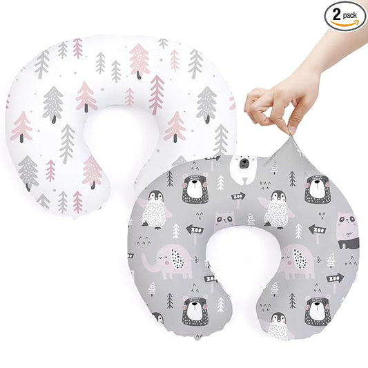 BROLEX Baby Nursing Pillow Covers: 2-Pack Soft Slipcovers for Breastfeeding Pillows - Comfortable Fabric, Fits Standard Nursing Pillows for Boys & Girls - Jungle Animal