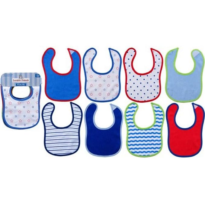 Luvable Friends Unisex Baby Cotton Terry Bibs, Blue, One Size