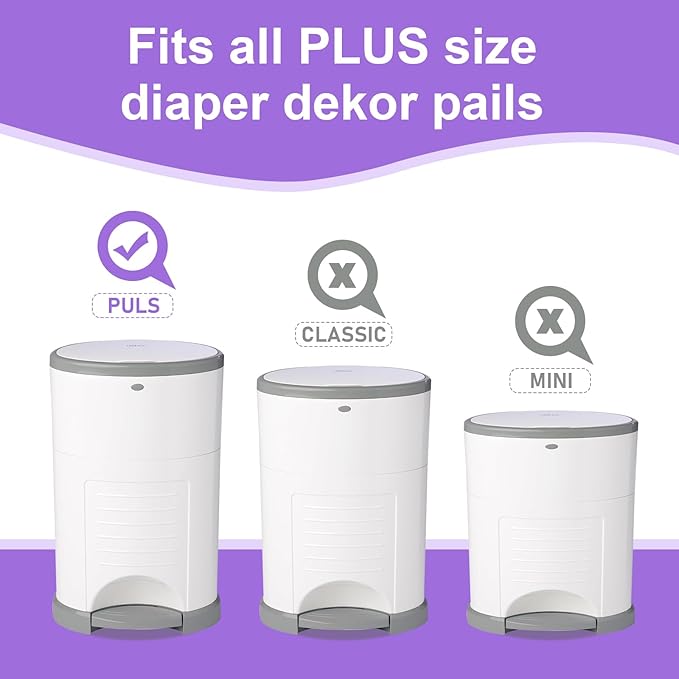 USBOO Refills Compatible with Dekor Plus Diaper Pail,8 Pack Disposable Diaper Pail Refills, Easy to Replace and Dispose Diaper Trash Bags, Holds up to 4640 Diapers,Lavender Scent