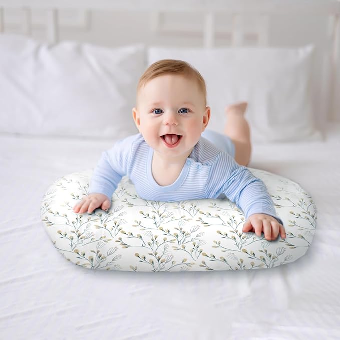 Nursing Pillow Cover, 2 Pack Stretchy Removable Nursing Covers for Breastfeeding Pillows, Ultra Soft Newborn Feeding Pillow Cover for Baby Girl and boy, Willow and sage Style